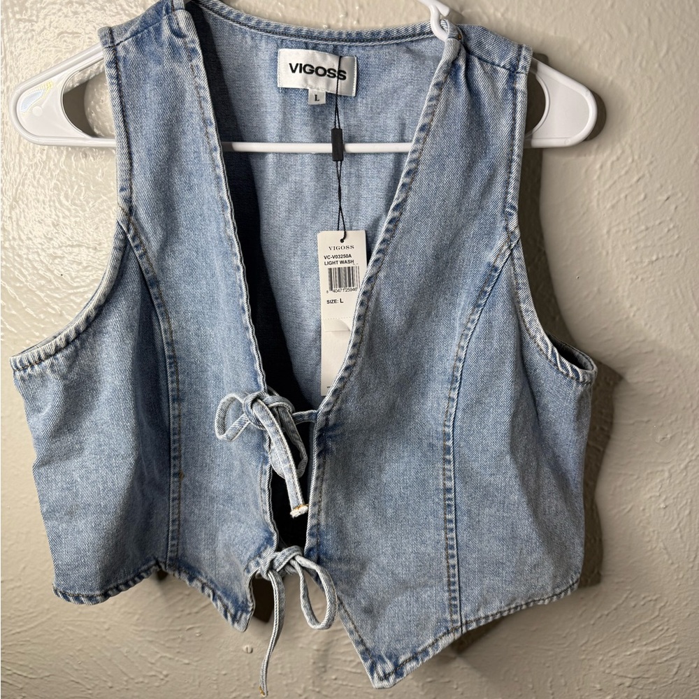 Vigoss Women's Denim Tie-Front Vest